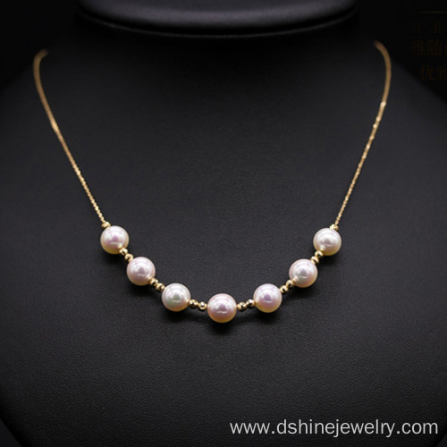 Exquisite 18K Gold Chain Women Jewelry Real Pearl Necklace